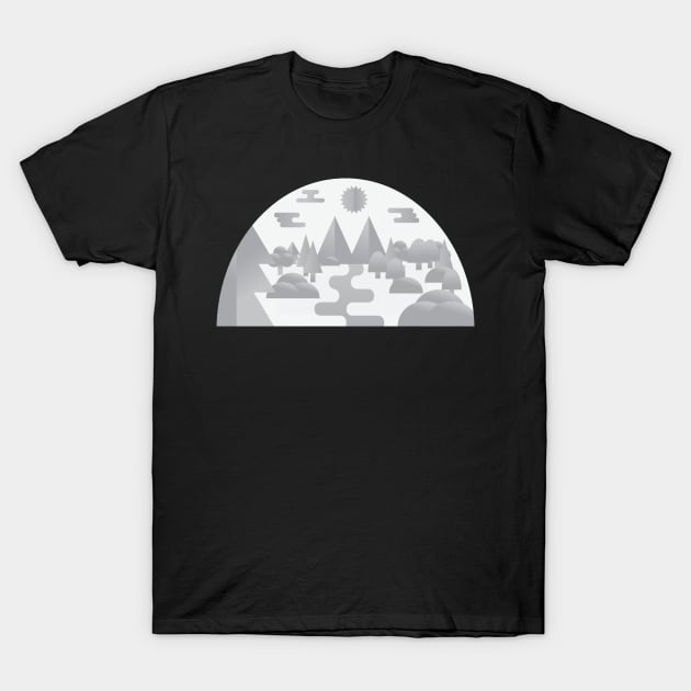 cloudy monochrome landscape T-Shirt by Alimator